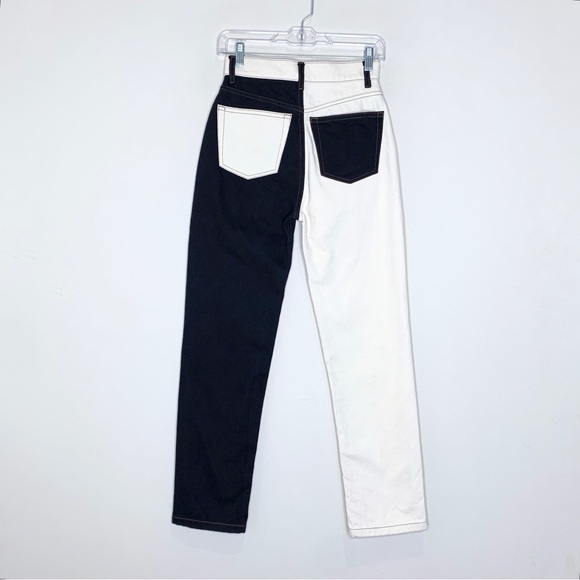 Nanushka Kemia Two Tone Straight Leg Jeans (Sz 24) Black / Cream - Picture 9 of 16